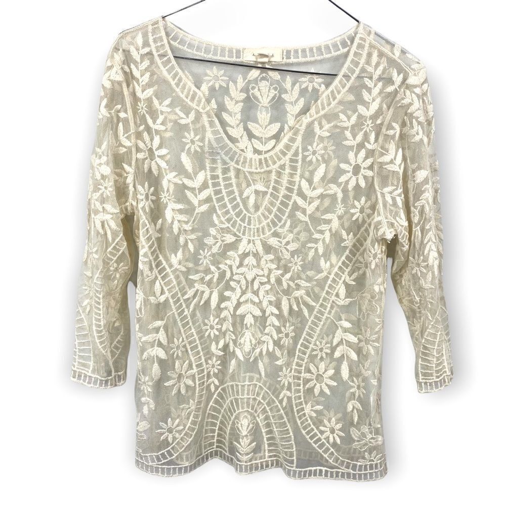 Boho Chic Victorian Cream Lace Tunic by Adiva